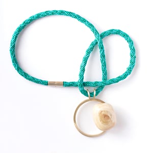 Image of Medium Turquoise + Cream + White Resin Pebble Necklace 
