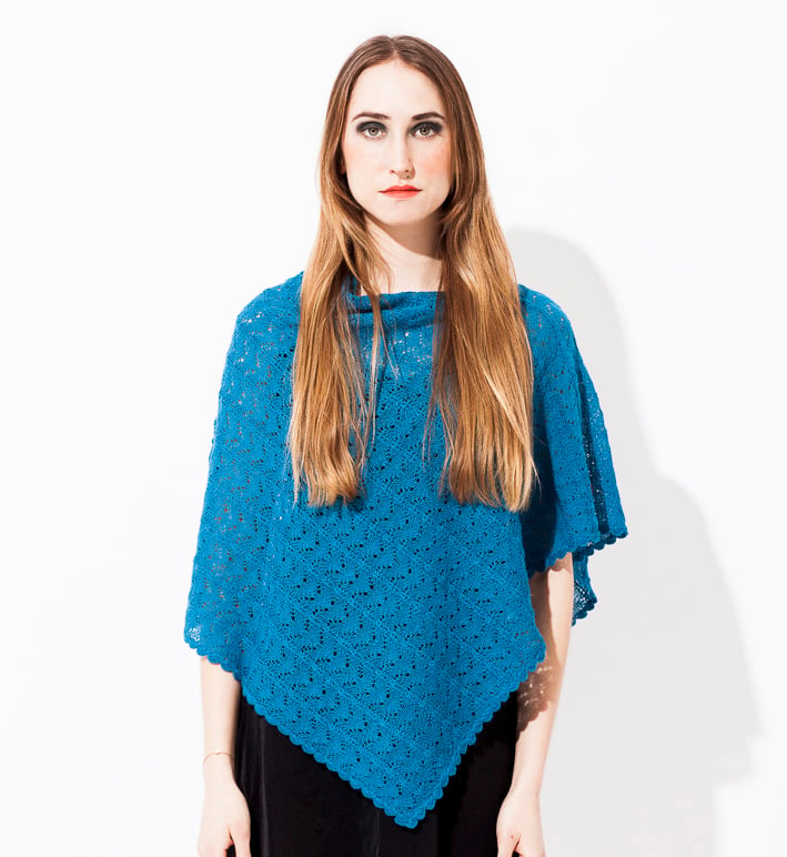 Image of Lace knitted poncho Turquoise 