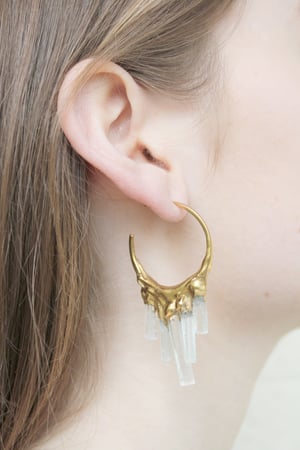 Image of Aquamarine + Yellow Gold Vermeil Hoops 