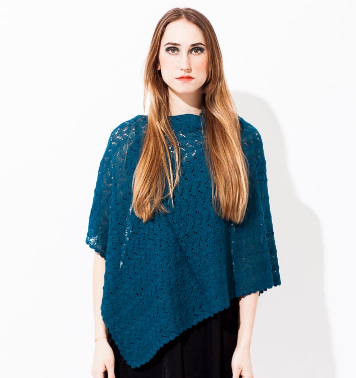 Image of Lace knitted poncho    Parisblue