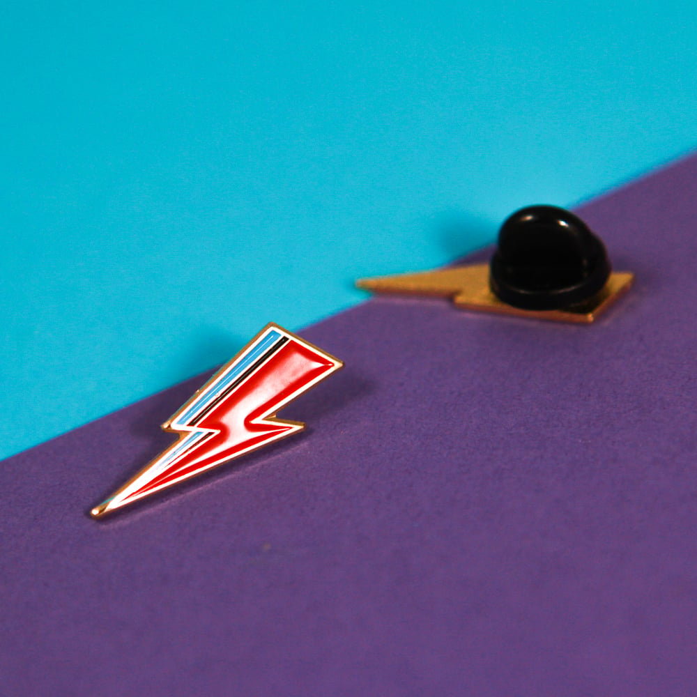 Image of Gold Bowie Bolt Enamel Pin