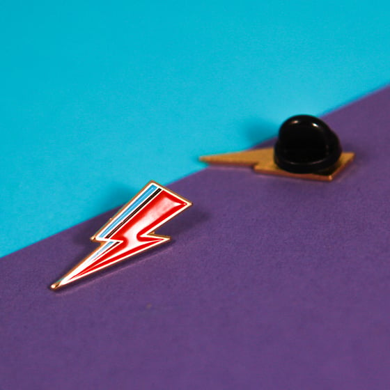 Image of Gold Bowie Bolt Enamel Pin