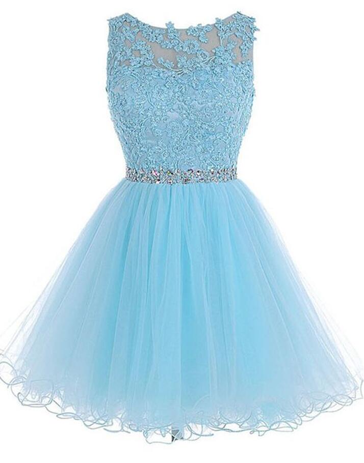pretty light blue prom dresses