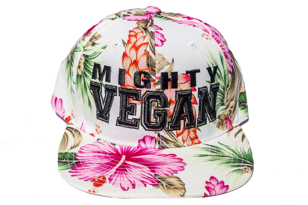 Image of MV Hat - Pink Floral with 3D 'VEGAN' EMBROIDERY