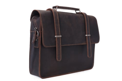 Image of Vintage Crazy Horse Leather Briefcase Men Messenger Bag Laptop Bag 6148