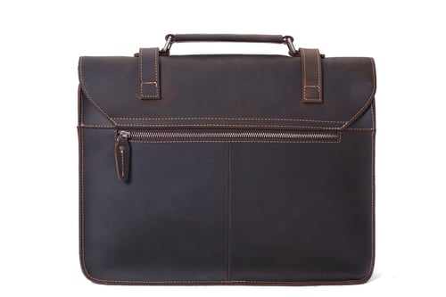 Image of Vintage Crazy Horse Leather Briefcase Men Messenger Bag Laptop Bag 6148