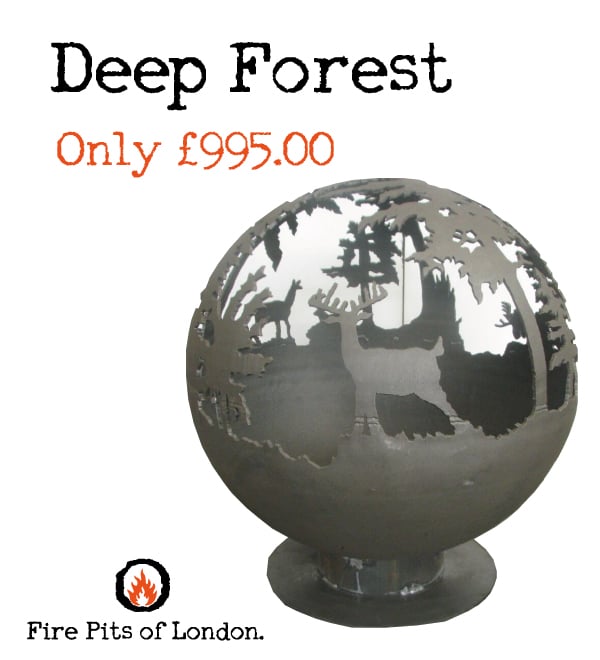 London Deep Forest Fire Pit Globe, Planet Earth Fire Pit