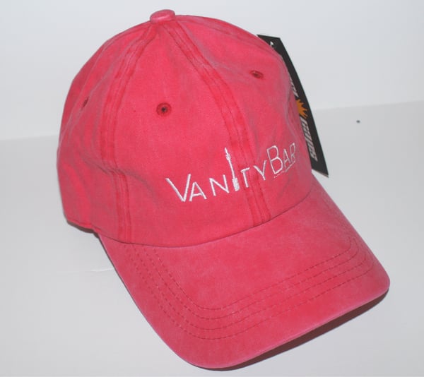 Image of Vanity Bar White Logo Dad Hat Red