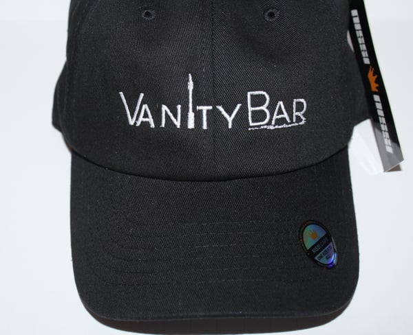 Image of Vanity Bar White Logo Dad Hat Black