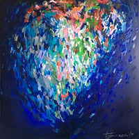 Image 2 of 'Indigo heart' - 100x100cm