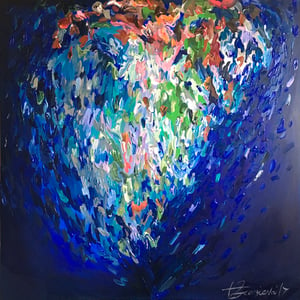 Image of 'Indigo heart' - 100x100cm