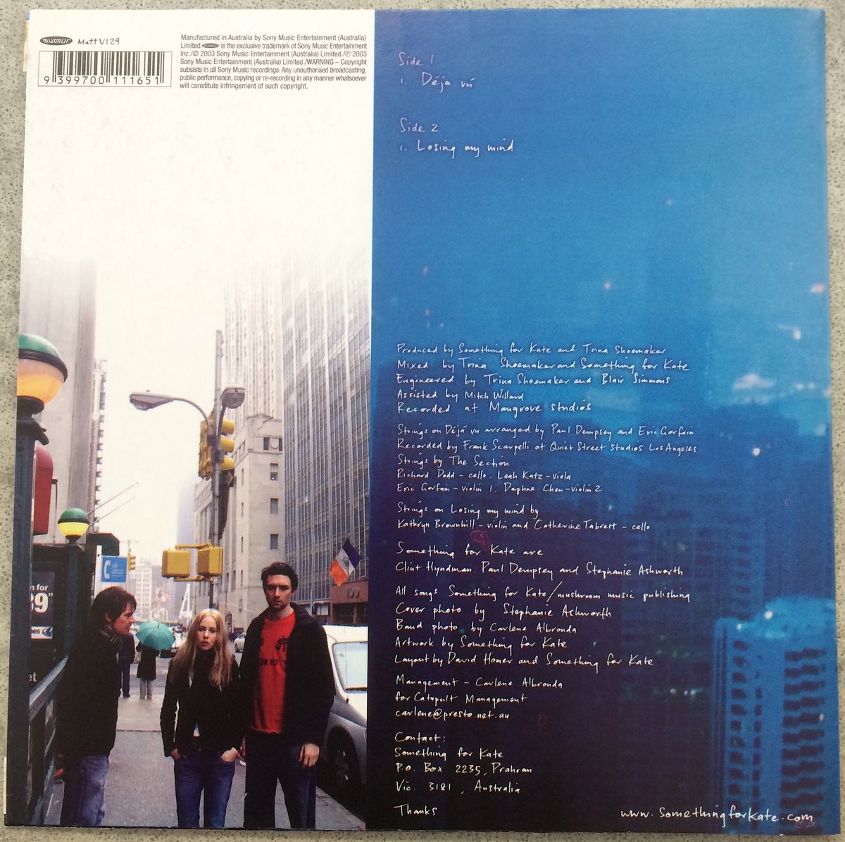 Image of Something for Kate - 'Deja vu' MARBLEIZED colored 7 inch vinyl single - Extremely rare