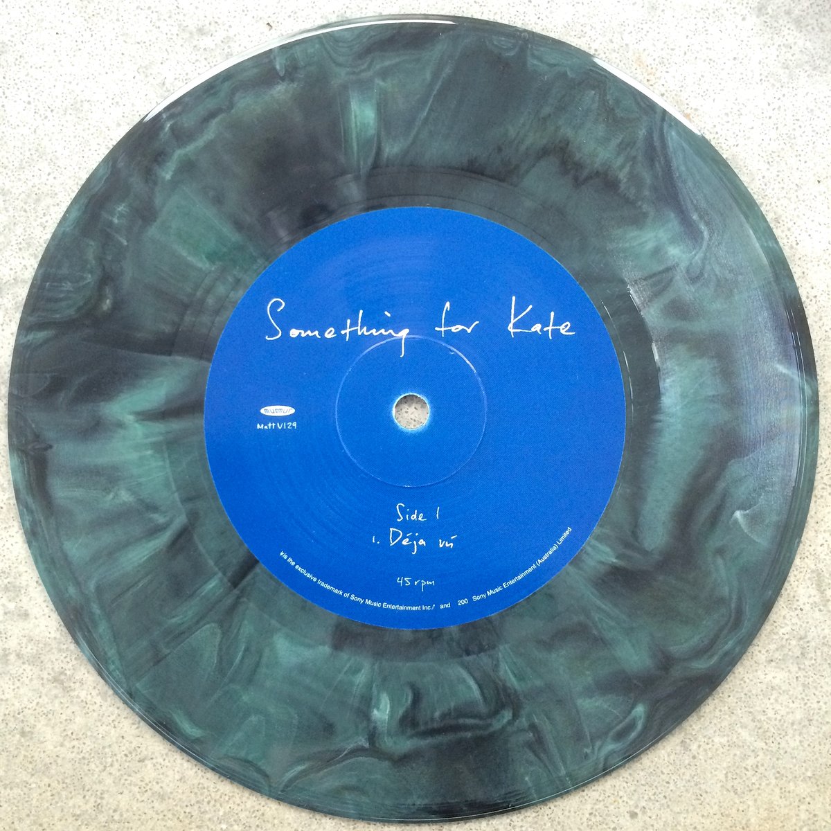 Image of Something for Kate - 'Deja vu' MARBLEIZED colored 7 inch vinyl single - Extremely rare
