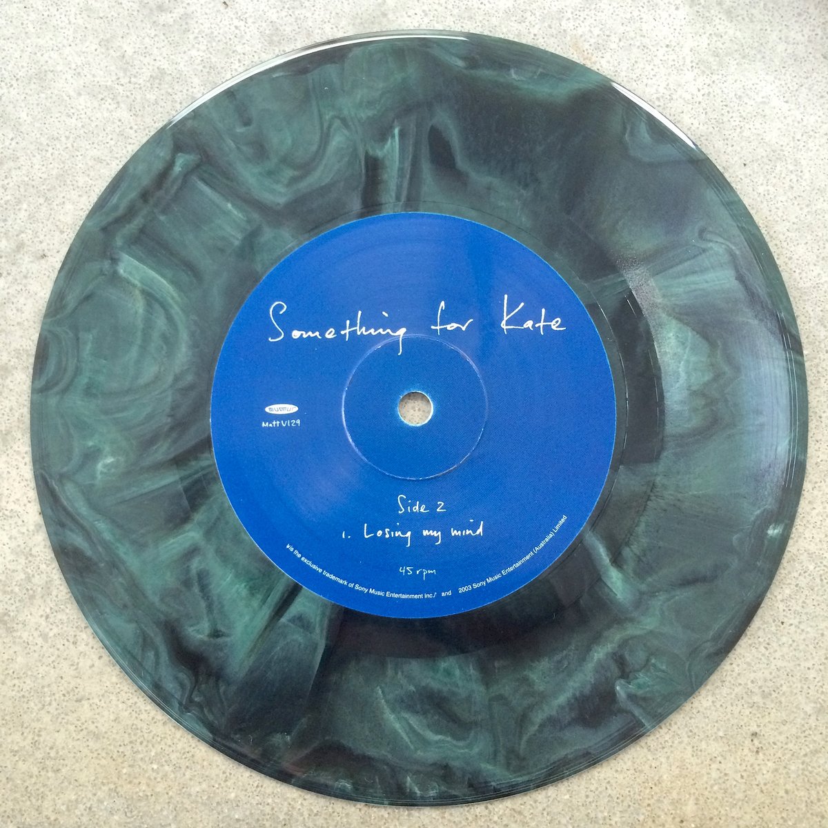 Image of Something for Kate - 'Deja vu' MARBLEIZED colored 7 inch vinyl single - Extremely rare