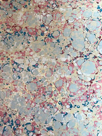Image 4 of Marbled Paper #97 'Blue & Pink Spot with Metallic gold' on fawn