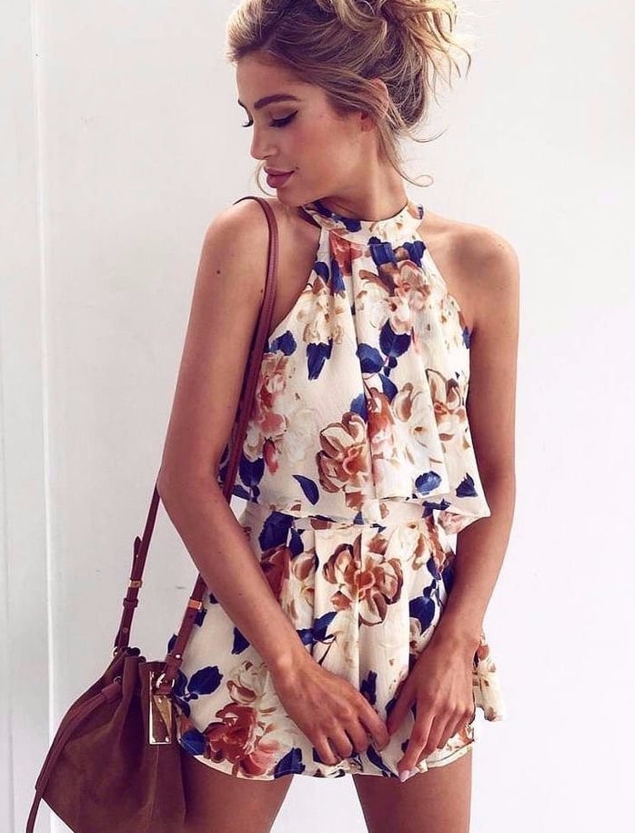 Image of Sexy printed neck two-piece outfit
