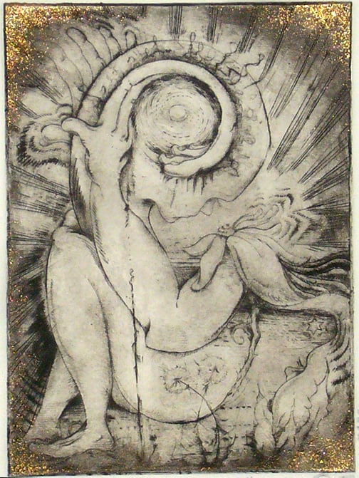 Image of "Touch of Awakening" Original Etching (Framed)