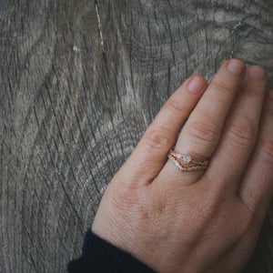 Image of 18ct Rose gold 4.0mm Rose cut diamond ring (LON61)