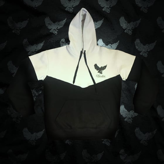 Image of Black/White Cut & Sew Hoodie - V2