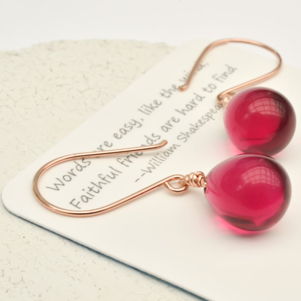 Image of Berry glass drop earrings