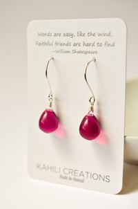 Image 4 of Berry glass drop earrings