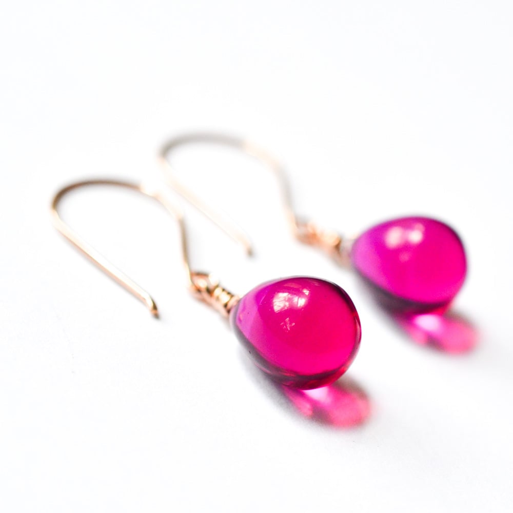 Image of Berry glass drop earrings