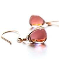 Image 3 of Mauve glass drop earrings