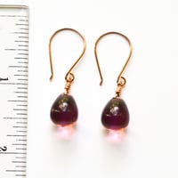 Image 4 of Mauve glass drop earrings