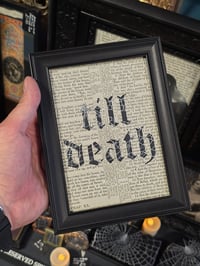 Image 2 of "TILL DEATH" 1800's bible page with preserved web