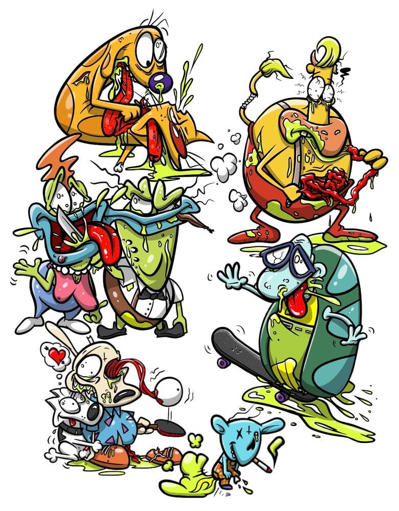 90's cartoon zombie sticker pack / Ol Dirty Doodle