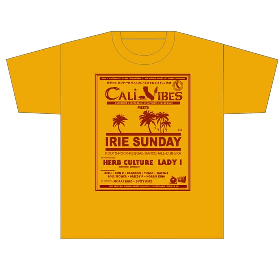 Image of CALI VIBES MEETS IRIE SUNDAY - LIMITED EDITION FLYER SHIRT