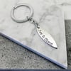 Personalised sterling silver surfboard key chain