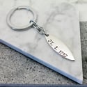 Personalised sterling silver surfboard key chain