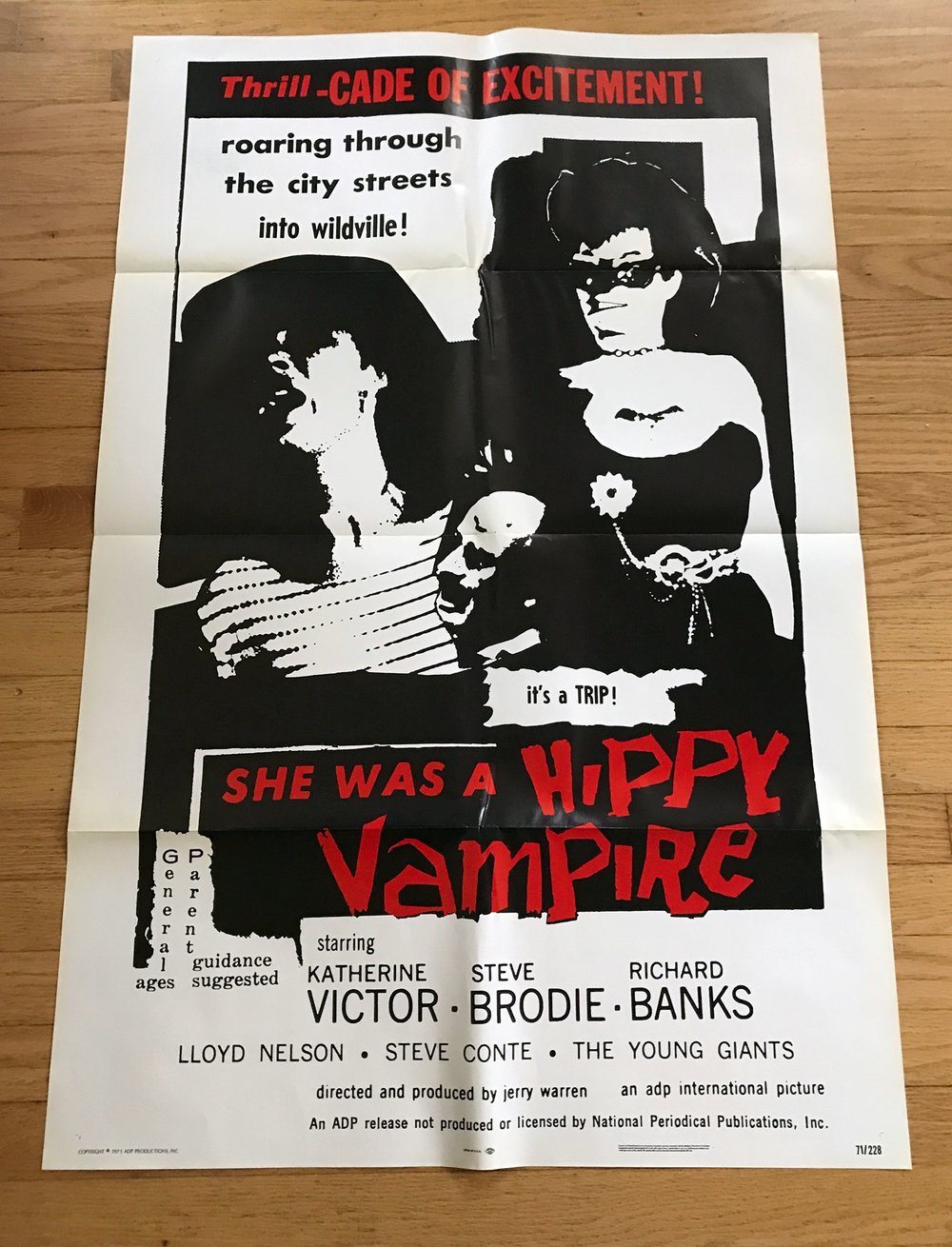 1971 SHE WAS A HIPPY VAMPIRE aka THE WILD WORLD OF BATWOMAN Original U.S. One Sheet Movie Poster 