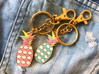Image 2 of Pineapple Rainbow Enamel Bag Charm/Keychain