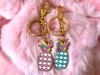 Image 1 of Pineapple Rainbow Enamel Bag Charm/Keychain