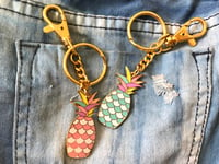 Image 3 of Pineapple Rainbow Enamel Bag Charm/Keychain