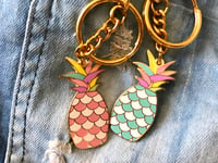 Image 4 of Pineapple Rainbow Enamel Bag Charm/Keychain