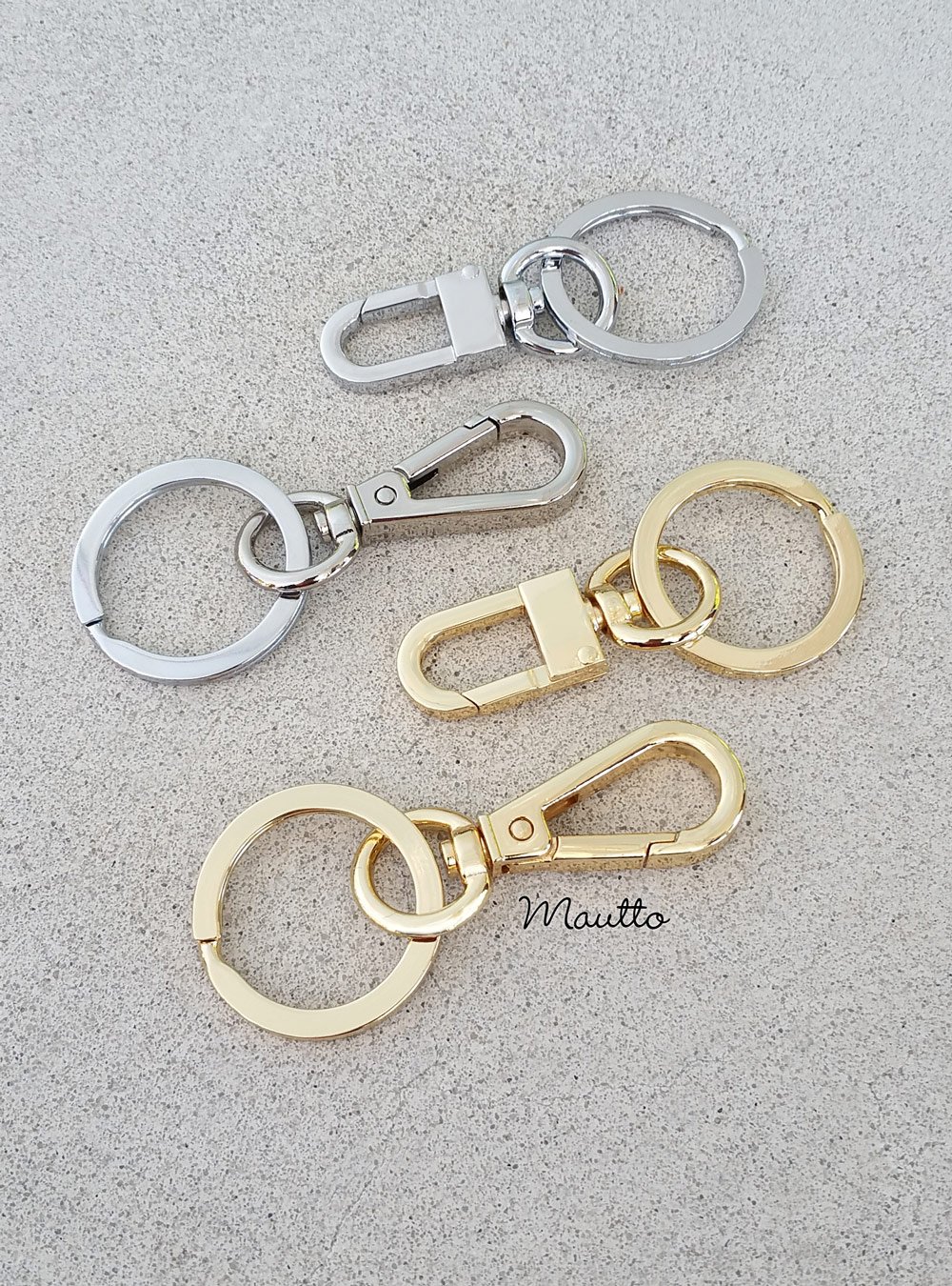 Key Ring/Chain Accessory with Swiveling Clip - Gold or Nickel Finishes - Choose Clip Style ...