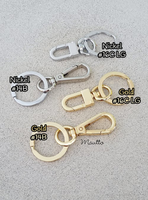 Image of Key Ring/Chain Accessory with Swiveling Clip - Gold or Nickel Finishes - Choose Clip Style