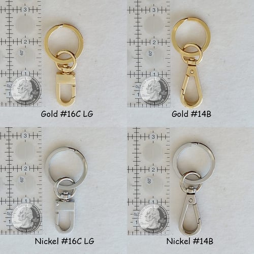 Image of Key Ring/Chain Accessory with Swiveling Clip - Gold or Nickel Finishes - Choose Clip Style