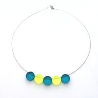 Náhrdelník / Necklace Circles tyrkysová x fluorescentni zelená