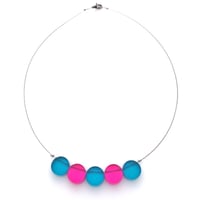 Náhrdelník / Necklace Circles tyrkysová x fuksiová růžová