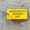 Manchester Worker Bee locker keyring in Yellow + Black