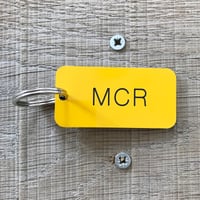 Image 4 of Manchester MCR locker keyring in yellow + black