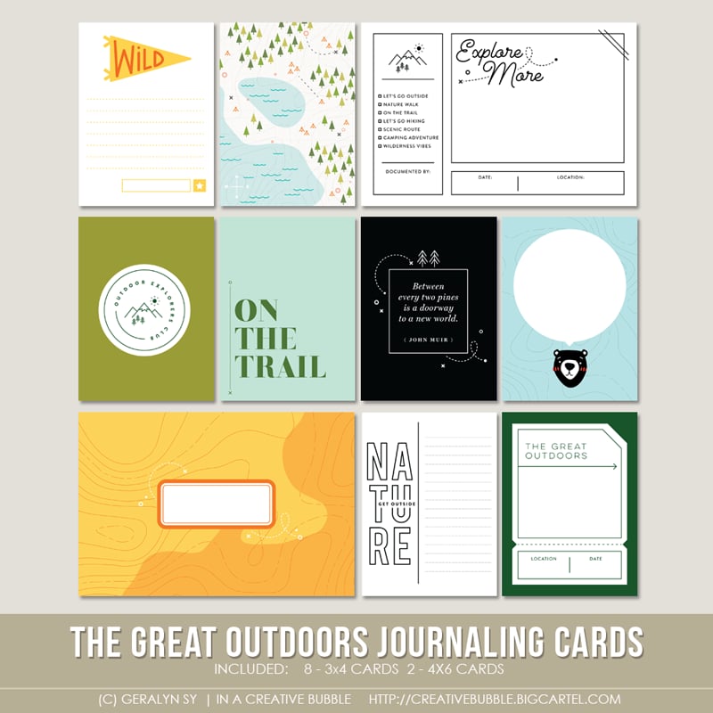 The Great Outdoors Journaling Cards (Digital) In a Creative Bubble