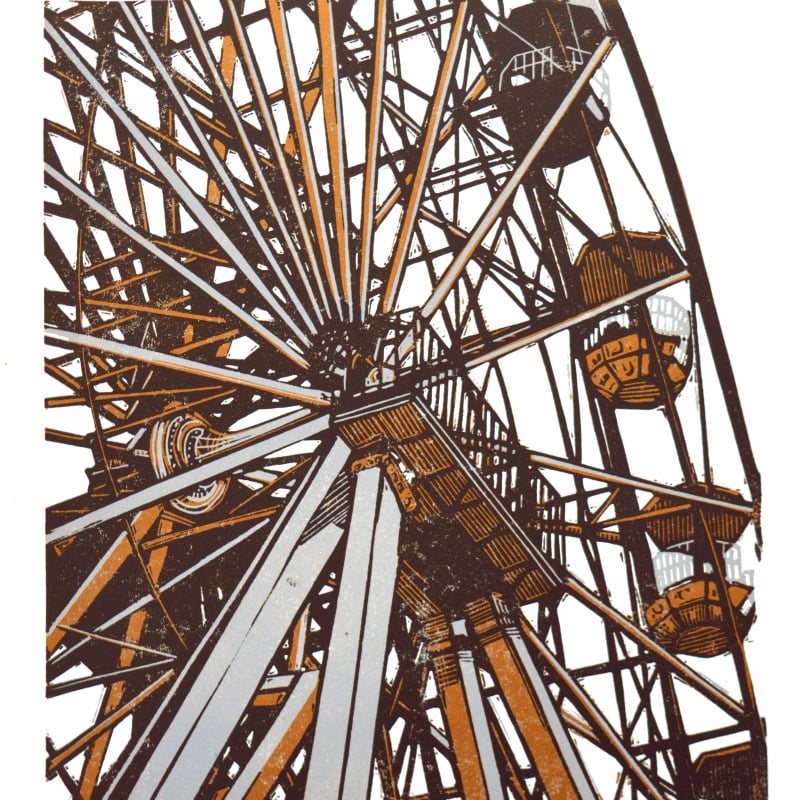 Big Wheel - linocut print