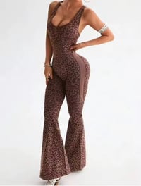 Image 1 of coffee leopard yoga jumpsuit