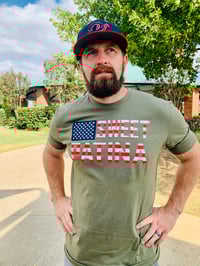 Image 2 of Military Green Flag T-shirt 