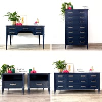 Image 2 of Navy Blue Stag Chateau Bedroom Furniture Set: Chest of Drawers, Tallboy, Dressing Table & Bedsides
